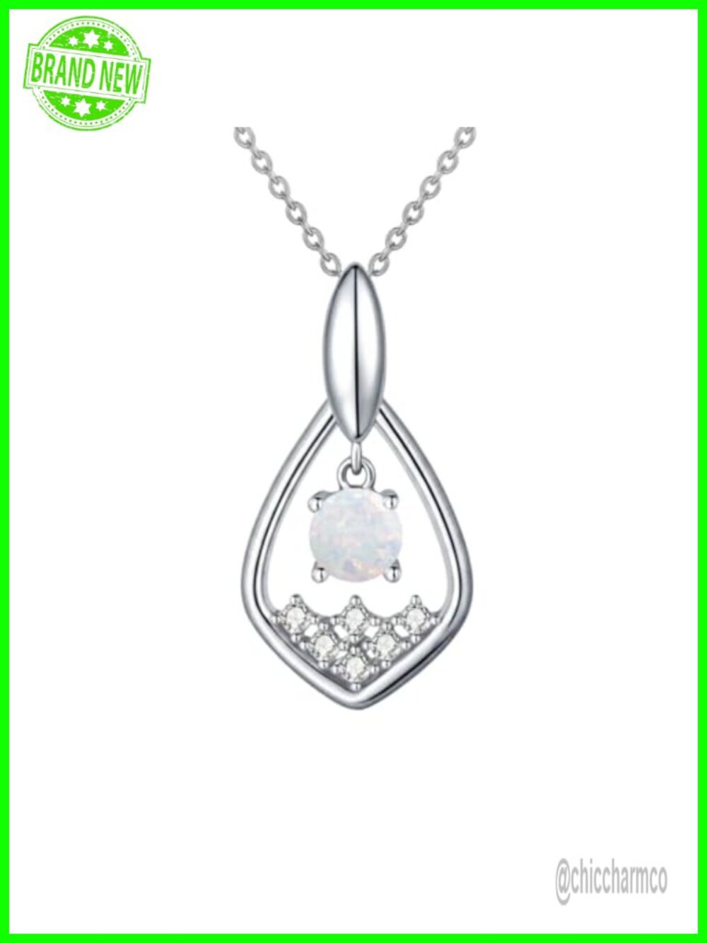 925 Sterling Silver Birthstone Necklace White Gold Drop Pendant Dainty Jewelry